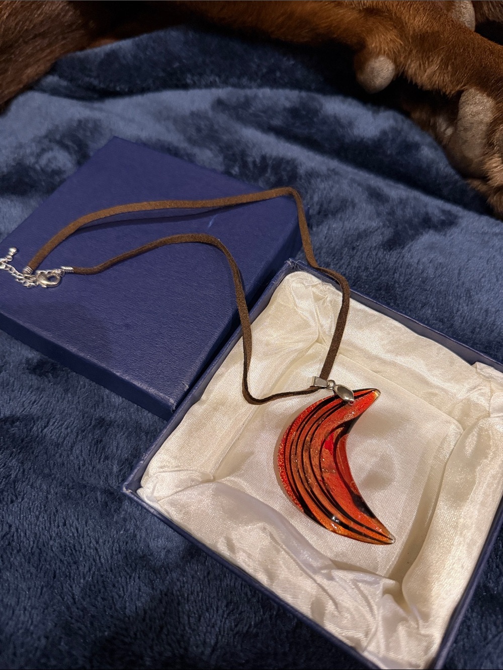 Handcrafted Red Crescent Pendant Necklace - Women Jewelry
